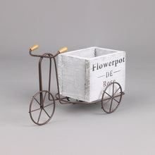 Load image into Gallery viewer, Idyllic Wrought Iron Indoor Pendulum Table Tricycle Wooden Flower Pot Stand
