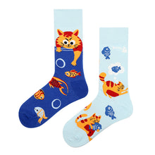 Load image into Gallery viewer, Asymmetrical Color Retro Personality Male And Female Couple Mid-length Cotton Socks
