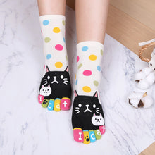 Load image into Gallery viewer, Cute Cat Pattern Cartoon Five Finger Socks
