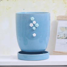 Load image into Gallery viewer, Flower Fairy Small Ceramic Flower Pot Nordic Style Round Simple With Tray
