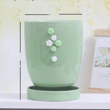 Load image into Gallery viewer, Flower Fairy Small Ceramic Flower Pot Nordic Style Round Simple With Tray

