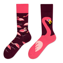 Load image into Gallery viewer, Asymmetrical Color Retro Personality Male And Female Couple Mid-length Cotton Socks
