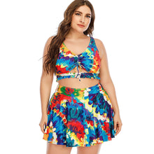 Load image into Gallery viewer, Hollow Cover Belly Conservative Skirt Style Split Swimsuit
