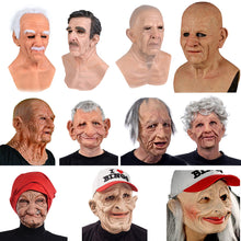 Load image into Gallery viewer, Halloween Granny Mask Latex Headgear Wig Mask
