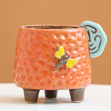 Load image into Gallery viewer, Personality Small Ceramic Stoneware Relief Hand-painted Succulent Flower Pot
