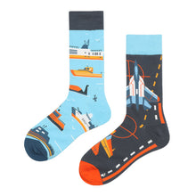 Load image into Gallery viewer, Asymmetrical Color Retro Personality Male And Female Couple Mid-length Cotton Socks

