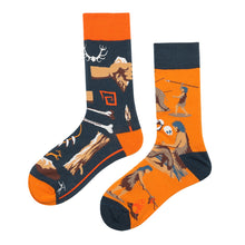 Load image into Gallery viewer, Asymmetrical Color Retro Personality Male And Female Couple Mid-length Cotton Socks
