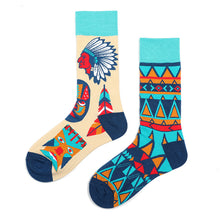 Load image into Gallery viewer, Asymmetrical Color Retro Personality Male And Female Couple Mid-length Cotton Socks
