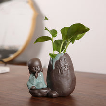 Load image into Gallery viewer, Vase Glass Transparent Water Culture Tabletop Ceramic Flower Pot
