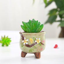 Load image into Gallery viewer, Hand Carved Ceramic Succulent Flower Pot
