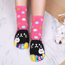 Load image into Gallery viewer, Cute Cat Pattern Cartoon Five Finger Socks
