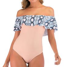 Load image into Gallery viewer, One-piece Swimsuit With Ruffled One-shoulder Print
