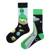 Load image into Gallery viewer, Asymmetrical Color Retro Personality Male And Female Couple Mid-length Cotton Socks
